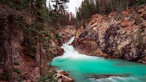 Preview wallpaper waterfall, rocks, stones, stream, landscape