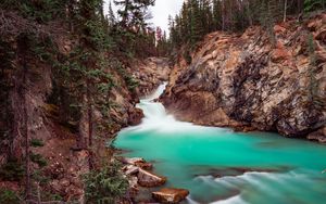 Preview wallpaper waterfall, rocks, stones, stream, landscape