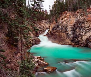 Preview wallpaper waterfall, rocks, stones, stream, landscape