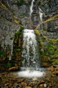 Preview wallpaper waterfall, rocks, stones, water, plants