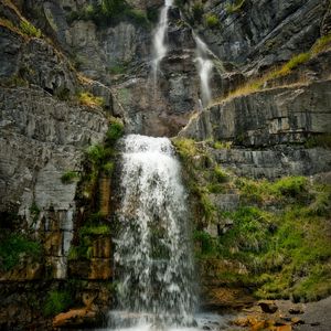 Preview wallpaper waterfall, rocks, stones, water, plants