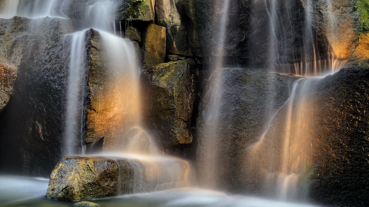 Wallpaper waterfall, rocks, stones, water