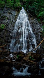 Preview wallpaper waterfall, rocks, stones, stream, water