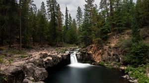 Preview wallpaper waterfall, rocks, stones, trees