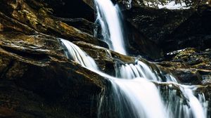 Preview wallpaper waterfall, rocks, stones, water, cascade, splashes