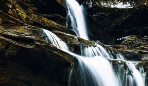 Preview wallpaper waterfall, rocks, stones, water, cascade, splashes