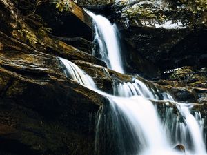 Preview wallpaper waterfall, rocks, stones, water, cascade, splashes