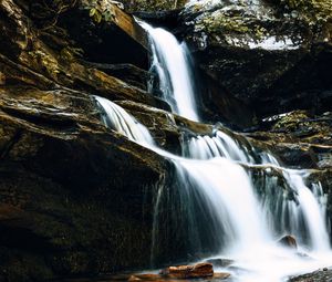Preview wallpaper waterfall, rocks, stones, water, cascade, splashes