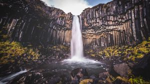 Preview wallpaper waterfall, rocks, stones, landscape