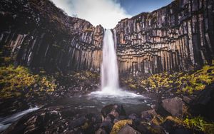 Preview wallpaper waterfall, rocks, stones, landscape