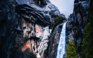 Preview wallpaper waterfall, rocks, stones, trees, landscape
