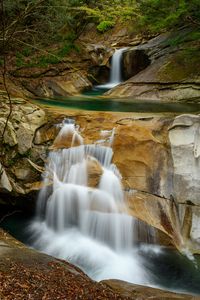 Preview wallpaper waterfall, rocks, stream, spray, trees
