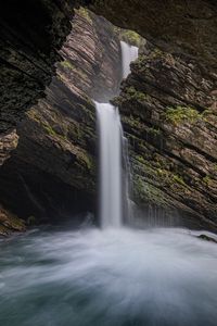 Preview wallpaper waterfall, rocks, stream, cave