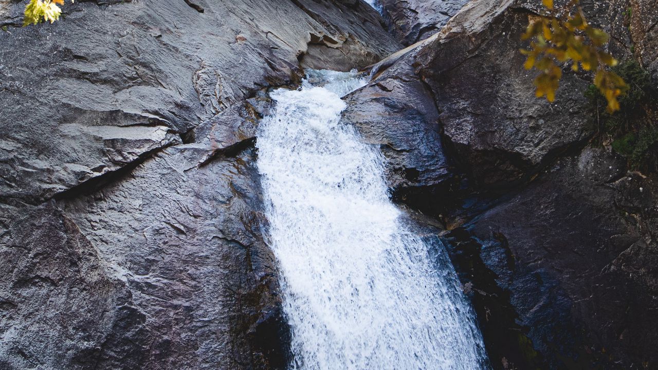 Wallpaper waterfall, rocks, stream, water, branches