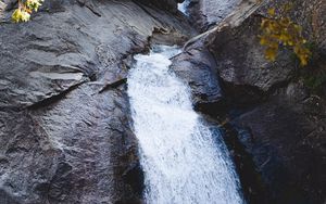 Preview wallpaper waterfall, rocks, stream, water, branches