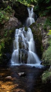 Preview wallpaper waterfall, rocks, stream, stones, branches