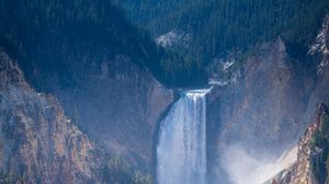 Preview wallpaper waterfall, rocks, trees, forest