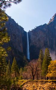 Preview wallpaper waterfall, rocks, trees, nature, landscape