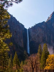 Preview wallpaper waterfall, rocks, trees, nature, landscape