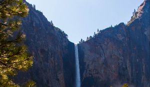 Preview wallpaper waterfall, rocks, trees, nature, landscape