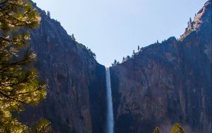 Preview wallpaper waterfall, rocks, trees, nature, landscape