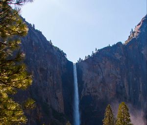 Preview wallpaper waterfall, rocks, trees, nature, landscape