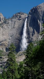 Preview wallpaper waterfall, rocks, trees