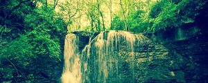 Preview wallpaper waterfall, rocks, trees, landscape