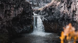 Preview wallpaper waterfall, rocks, water, landscape, nature