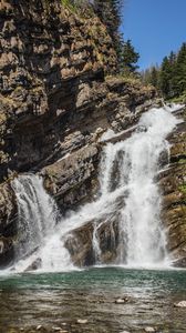 Preview wallpaper waterfall, rocks, water, spray, stones