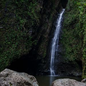 Preview wallpaper waterfall, rocks, water, stream, stone