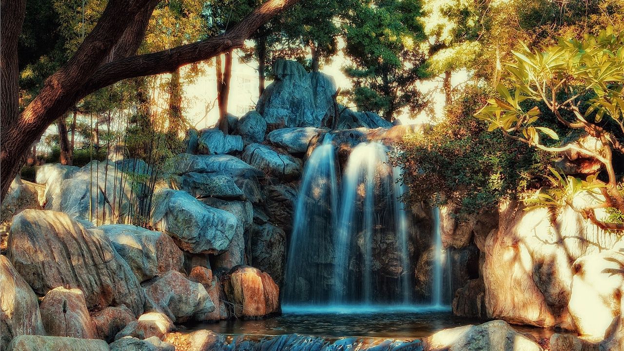 Wallpaper waterfall, rocks, water, river, hdr