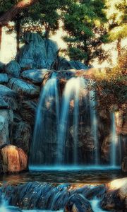 Preview wallpaper waterfall, rocks, water, river, hdr