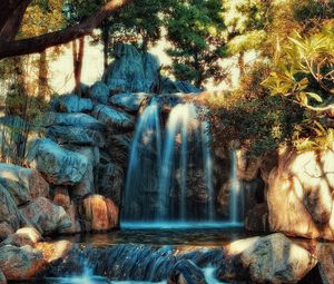 Preview wallpaper waterfall, rocks, water, river, hdr