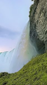 Preview wallpaper waterfall, slope, grass, landscape, nature