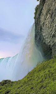 Preview wallpaper waterfall, slope, grass, landscape, nature