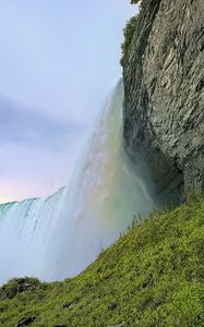 Preview wallpaper waterfall, slope, grass, landscape, nature