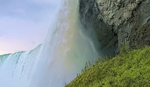 Preview wallpaper waterfall, slope, grass, landscape, nature