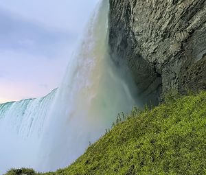 Preview wallpaper waterfall, slope, grass, landscape, nature