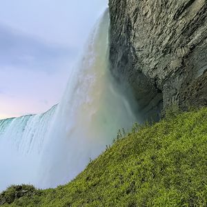 Preview wallpaper waterfall, slope, grass, landscape, nature