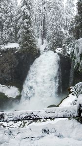 Preview wallpaper waterfall, snow, winter, landscape, nature