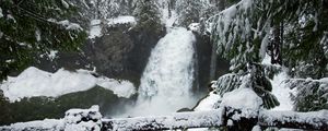 Preview wallpaper waterfall, snow, winter, landscape, nature