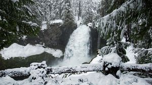 Preview wallpaper waterfall, snow, winter, landscape, nature