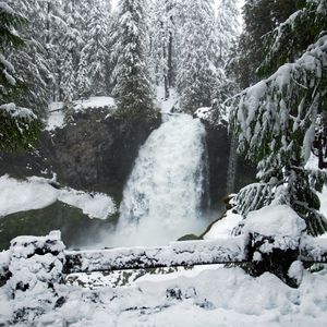 Preview wallpaper waterfall, snow, winter, landscape, nature