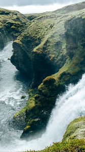 Preview wallpaper waterfall, splashes, river, rocks