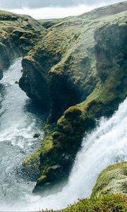 Preview wallpaper waterfall, splashes, river, rocks