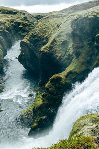 Preview wallpaper waterfall, splashes, river, rocks