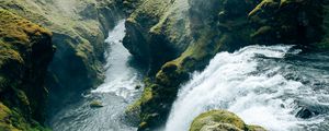 Preview wallpaper waterfall, splashes, river, rocks