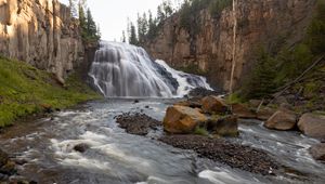 Preview wallpaper waterfall, splashes, stones, nature