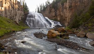 Preview wallpaper waterfall, splashes, stones, nature